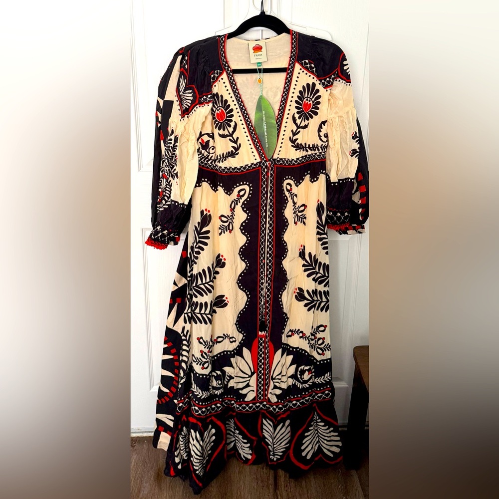 Farm Rio Passion scarf black maxi dress XXS